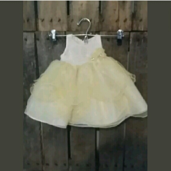 6 Months Yellow Embellished Floral Party Dress