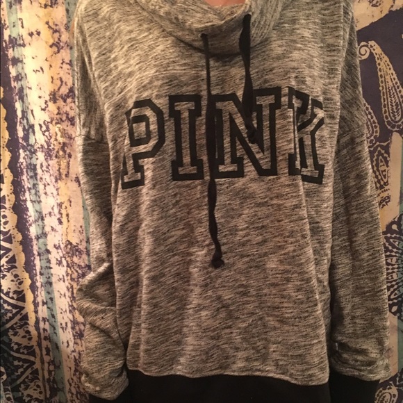 PINK grey cowl neck sweatshirt