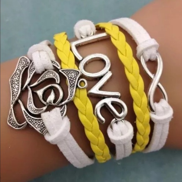 Yellow/White Infinity Love Rose Bracelet