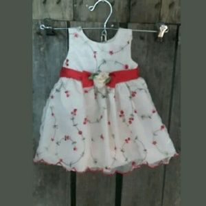 6 Months White Chiffon Floral Party Dress