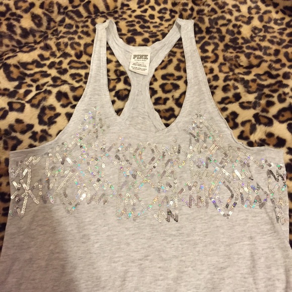 Victoria's Secret Pink grey sequin tank top XS