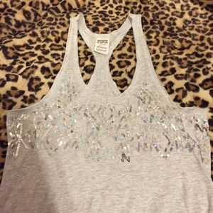 Victoria's Secret Pink grey sequin tank top XS
