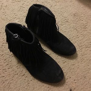 Black Fringe Booties