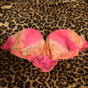 Victorias Secret pink & orange floral lace bandeau