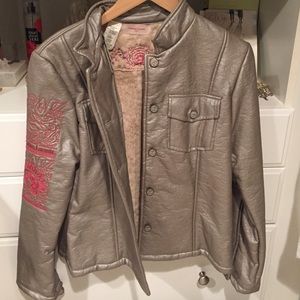 Short grey Christian Lacroix jacket pink embroiled