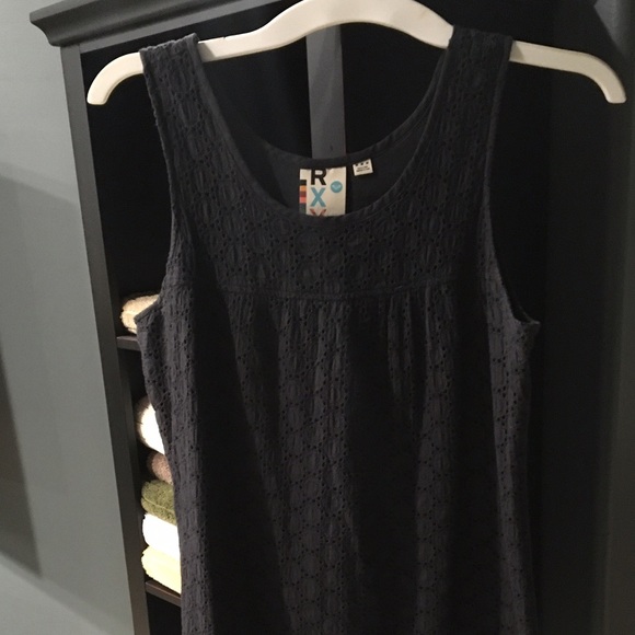 NWOT Roxy Size M Charcoal/Black eyelet dress