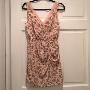 BCBG short dress, light peach with black lines