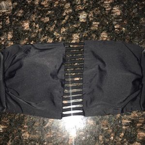 Sexy black cage strapless bikini top