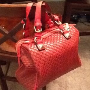 Red woven pattern bag