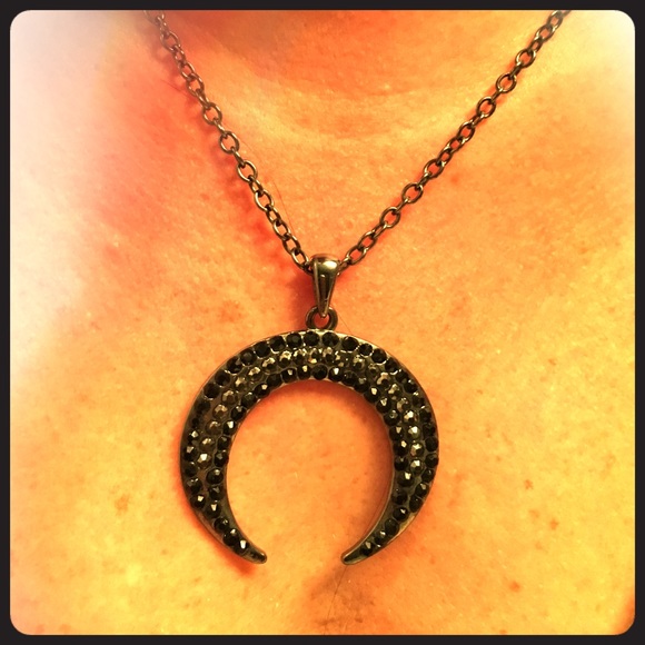 Black crystal and marcasite naja necklace