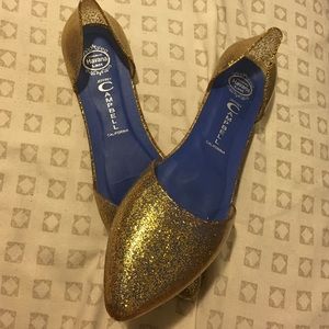 Gold glitter flats
