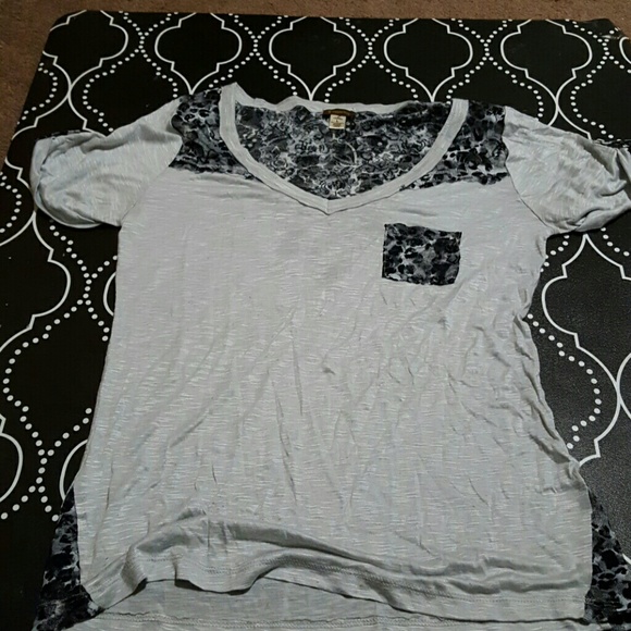 Copper Key Grey shirt with Leopard lace inset