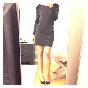 Tibi Silk Draped Back Dress with Embellishments