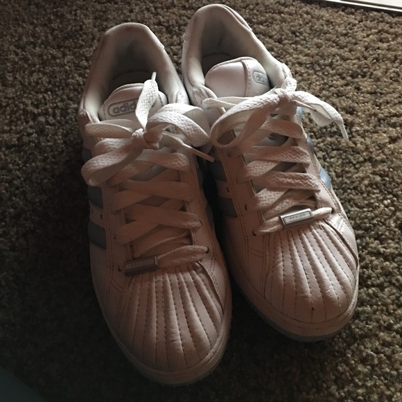 Adidas baby blue superstar shoes