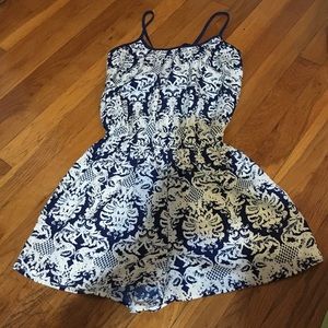 Navy Blue and White Romper
