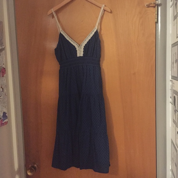 Navy Tiered Knee- Length Navy Tank Dress Size S