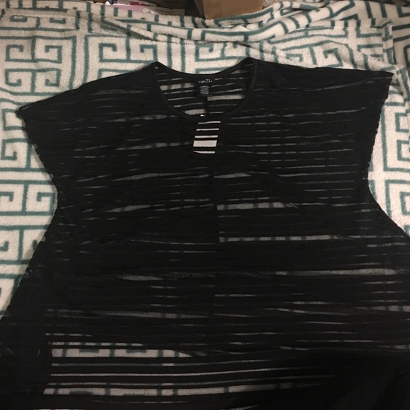 Black sheer Asymmetrical top