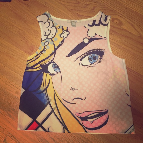 Art Tank Top Roy Lichtenstein Print Girl Cute M