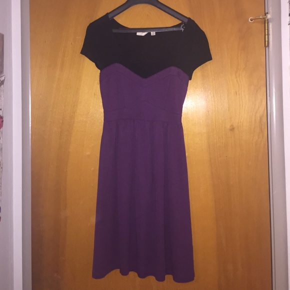 Black and Purple Illusion Neck Knit Dress- Size XS