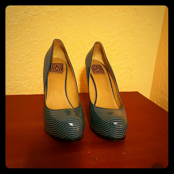 Teal pinstripe stilletos