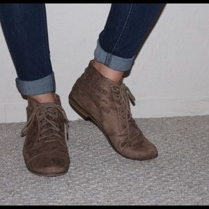 brown lace-up booties