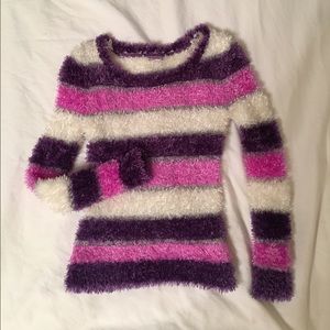 Fuzzy Colorful Striped Kids' Sweater