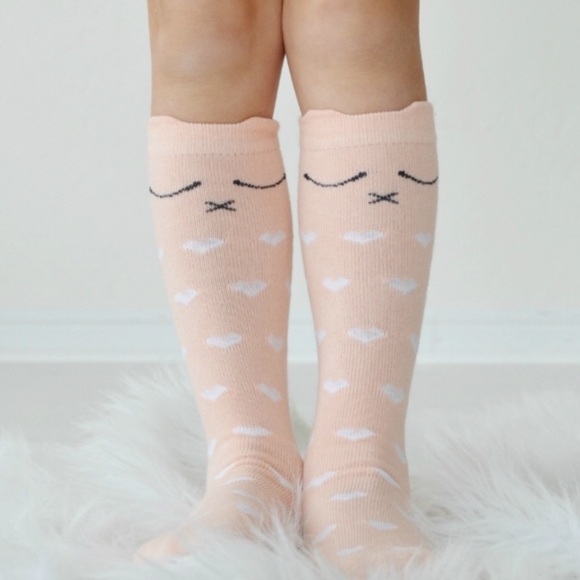 Pink cat tall socks or leg warmers