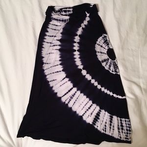 Kids' Navy and White Tye-Dyed Maxi Skirt