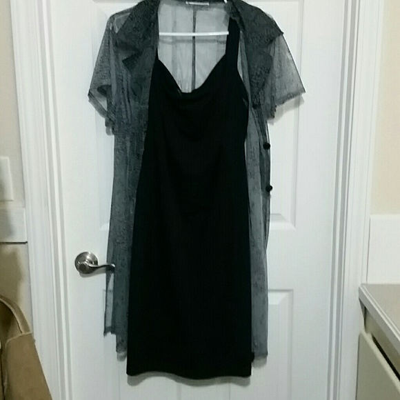 Sleeveless dress with sheer cover