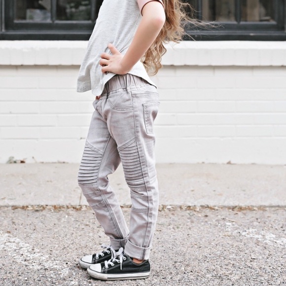 Edgy girl moto gray jegging pants - Picture 2 of 4