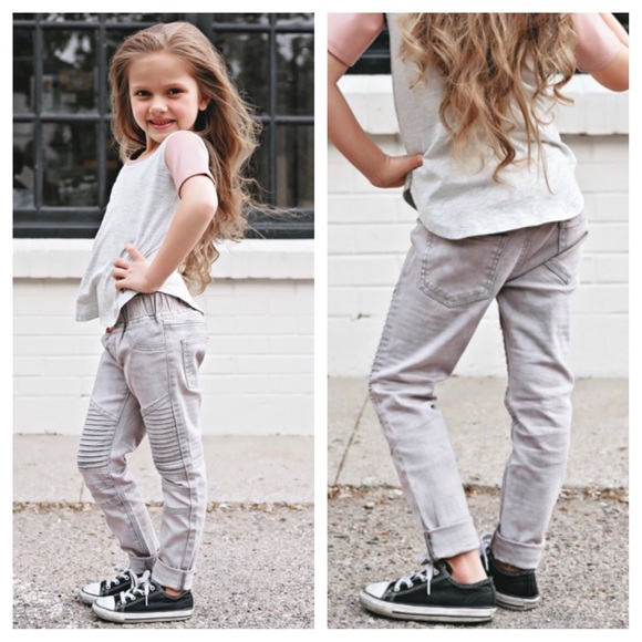 Edgy girl moto gray jegging pants - Picture 3 of 4