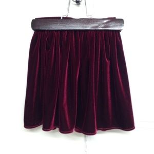 A wine red velvet skirt