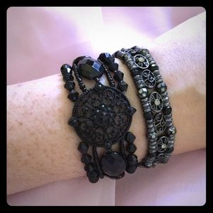 Set of two black stretch bracelets