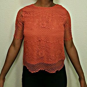 Blossom orange lace blouse