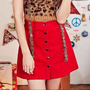 Urban Outfitters Red Corduroy Skirt