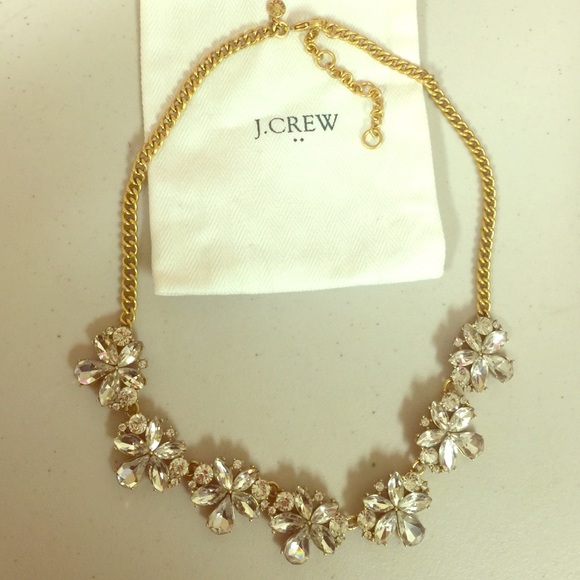 Gold J. Crew diamond statement necklace