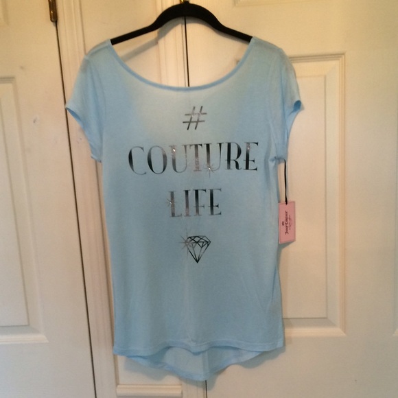 NWT Juicy Couture Light Blue Scoop Back Tee Shirt