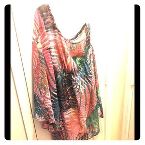 PLUS SIZE - 1 shoulder cocktail dress w/ belt