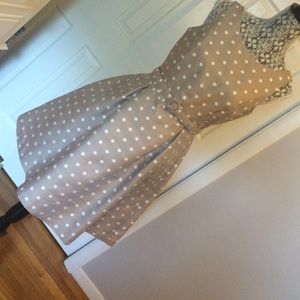 Gorgeous taupe and ivory polka dot dress