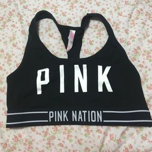 PINK logo band sports bra