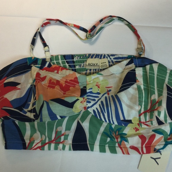 ROXY paradise print halter top adjustable straps M - Picture 4 of 4