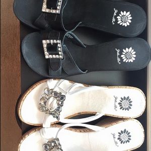 2 pair of YellowBox wedge sandals.