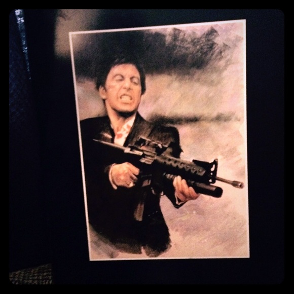 SCARFACE Wood plaque"SAY HELLI TO MY LIL FREIND"