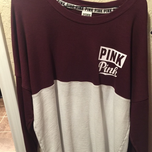 Maroon and white long sleeve