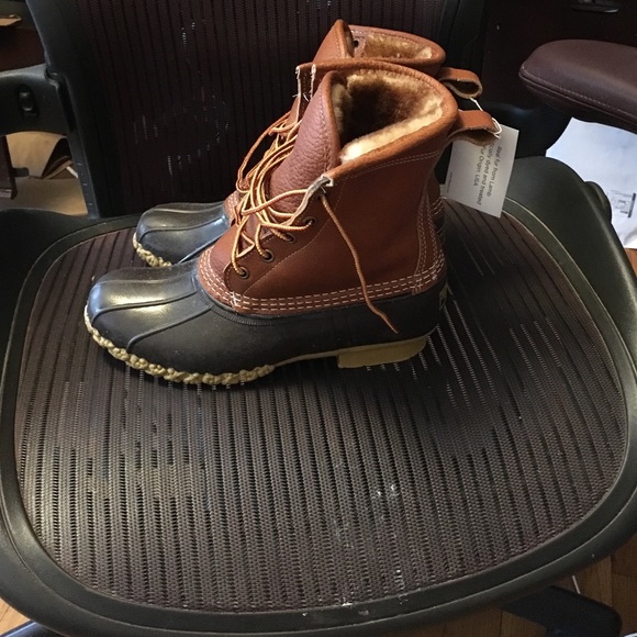 L.L bean tumbled-leather shearling-lined 8".