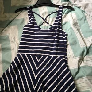 Black and white striped dress