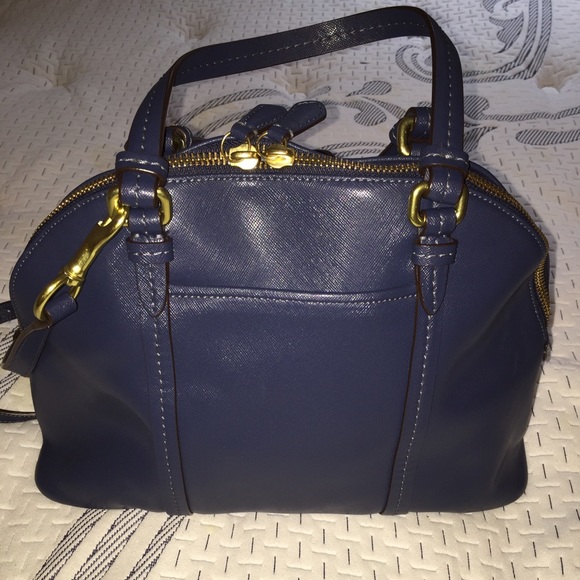 Coach Leather Navy Blue Satchel - Picture 2 of 4