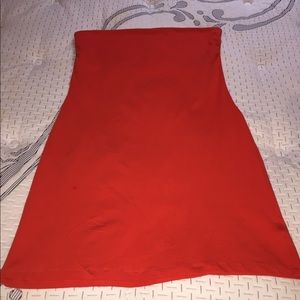 Orange strapless dress