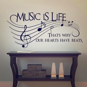 Music is Life Wall Decal 20" x 42" in black.