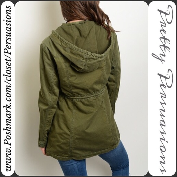 1 LEFT🌻NWT Army Green Utility Cargo Bomber Jacket - Picture 2 of 2